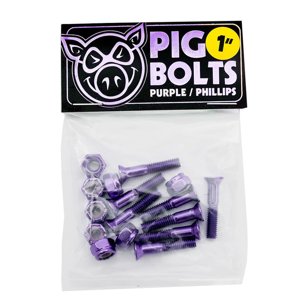 Pig Wheels Anodized Purple 1" Phillips Bolts
