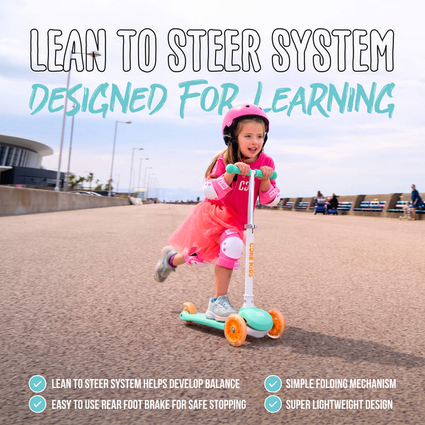 CORE Kids Foldy 3 Wheel Scooter - Teal/Peach