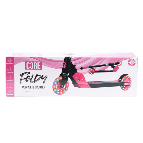 CORE Kids Foldy Junior Kick Scooter - Black/Pink (LED Wheel)