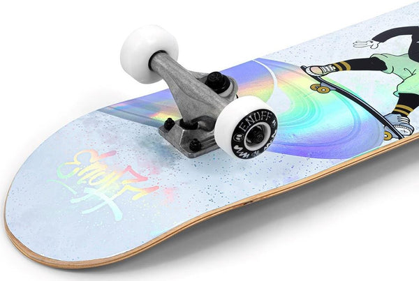 Enuff Skully Hologram White Mini Complete Skateboard - 7.25" x 29.5"