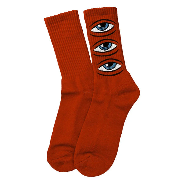 Toy Machine Eye Stack Sock Red Rust