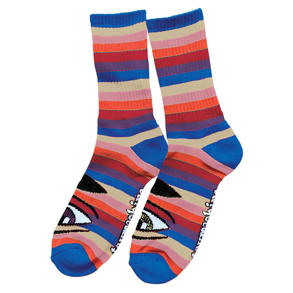 Toy Machine Sect Eye Rainbow Sock Blue by Toy Machine
