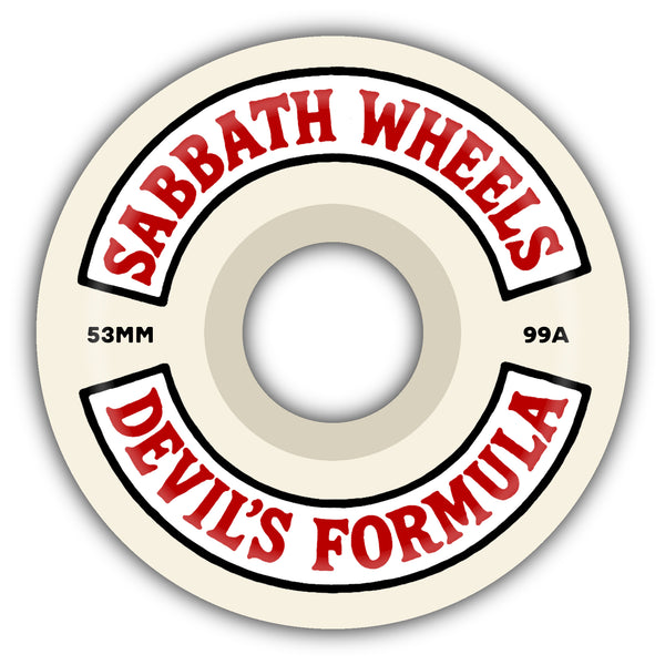 Sabbath Wheels | Rocker | 53mm OG Slim | Devil's Formula Wheel | 99a | White/Red by Sabbath Wheels