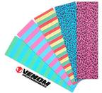 Venom Professional Grade Skateboard Griptape 9" x 33" - Leopard - Neon Blue