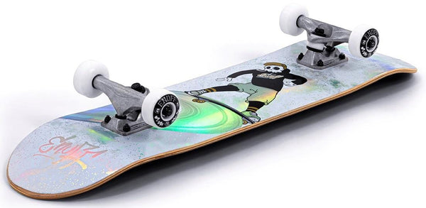 Enuff Skully Hologram White Mini Complete Skateboard - 7.25" x 29.5"