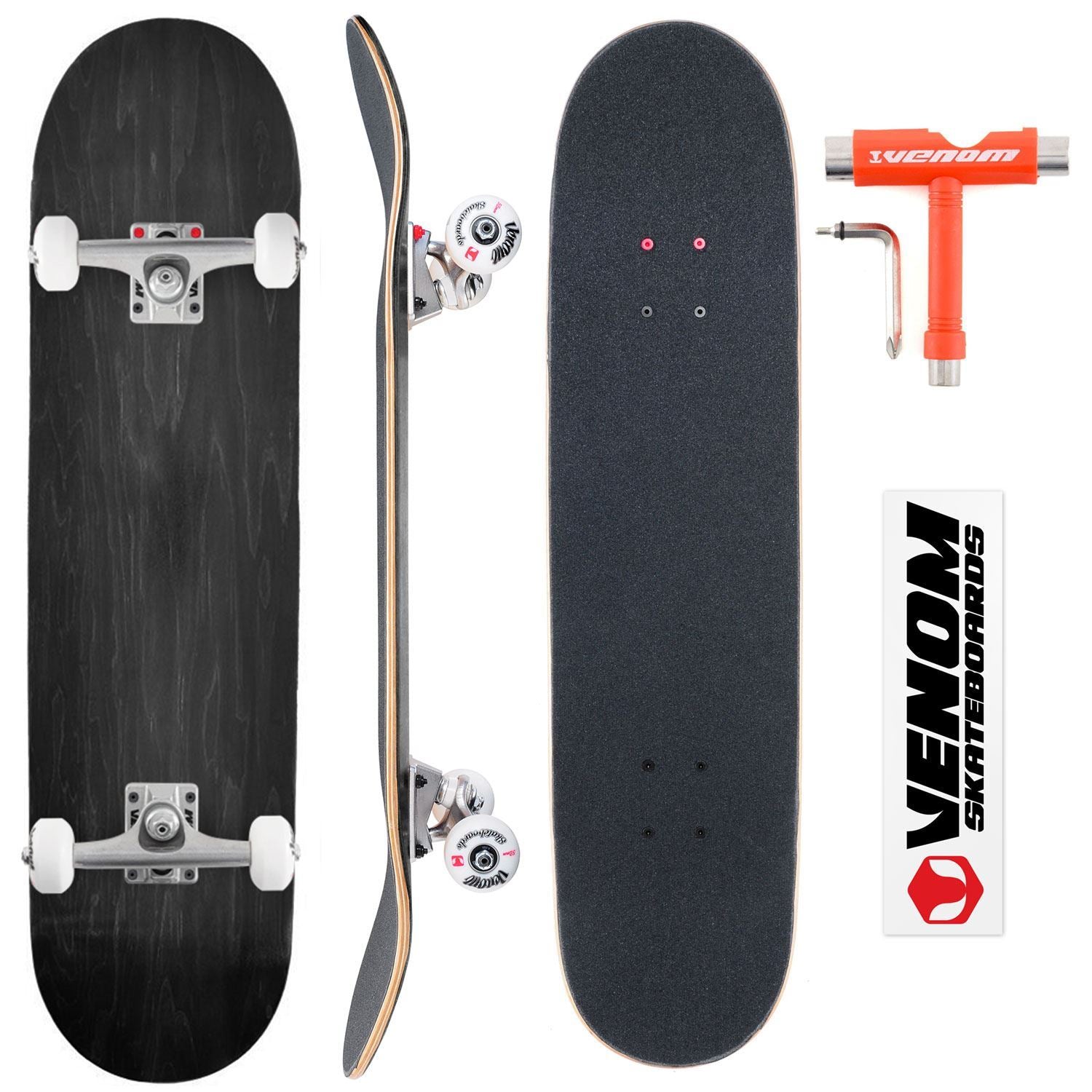 Venom Core Complete Built Skateboard - Black/Raw - 8.25