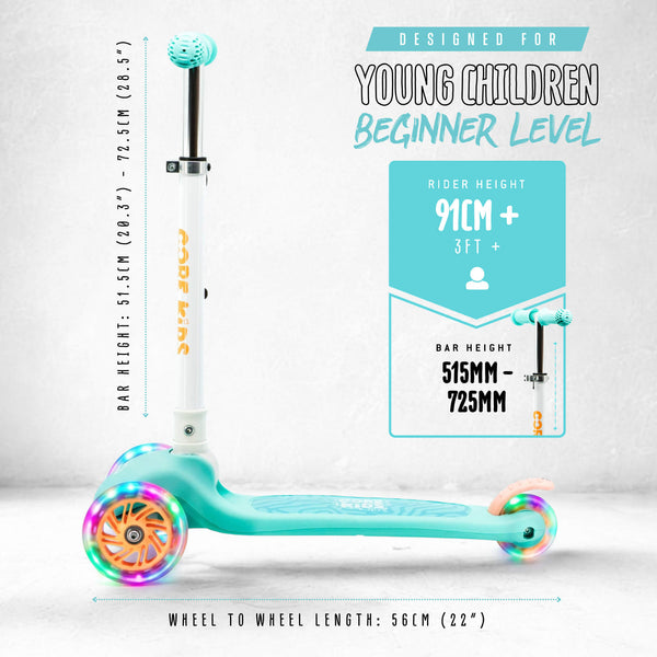 CORE Kids Foldy 3 Wheel Scooter - Teal/Peach