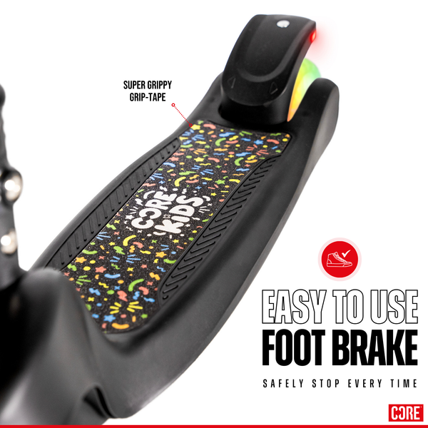 CORE Kids Spark 3 Wheel Scooter (LED Wheel/Bar/Deck) - Black