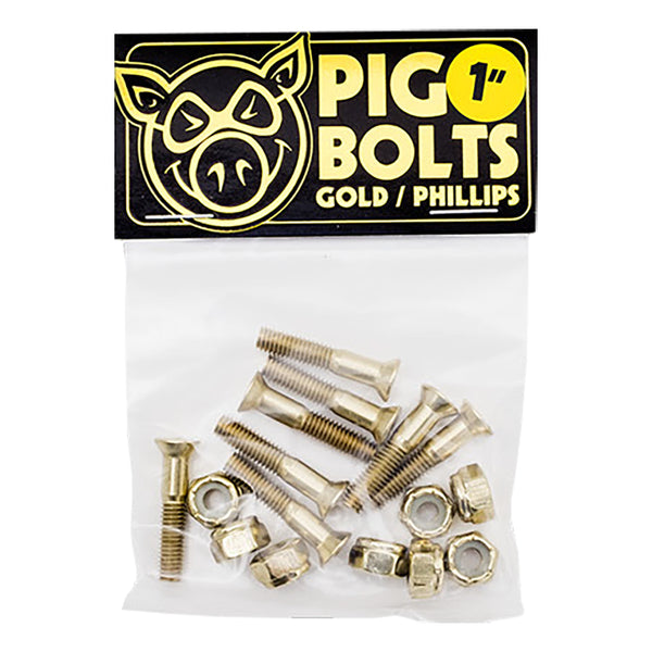 Pig Wheels Anodised Gold 1" Phillips Bolts