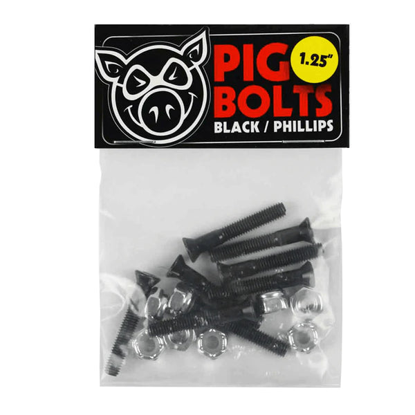 Pig Wheels Black 1.25" Phillips Bolts