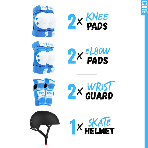 CORE Kids Foldy Junior Kick Scooter Bundle – Black/Blue