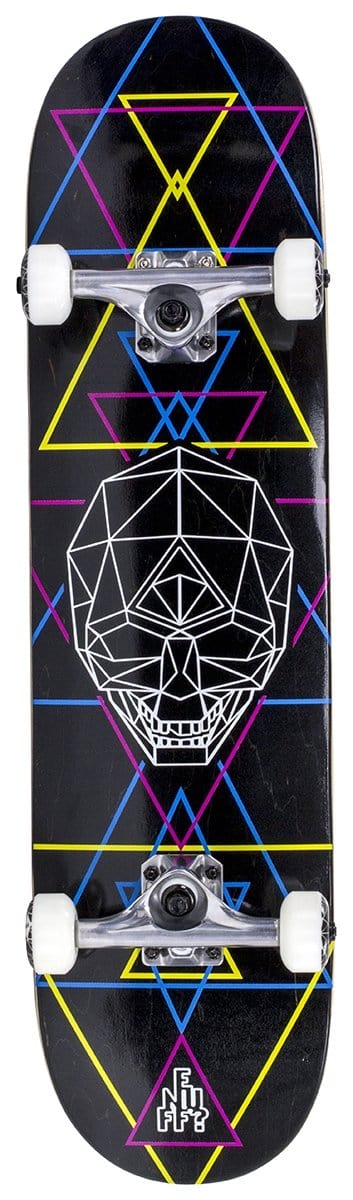 Enuff Geo Skull CMYK Black Complete Skateboard - 8" x 32"