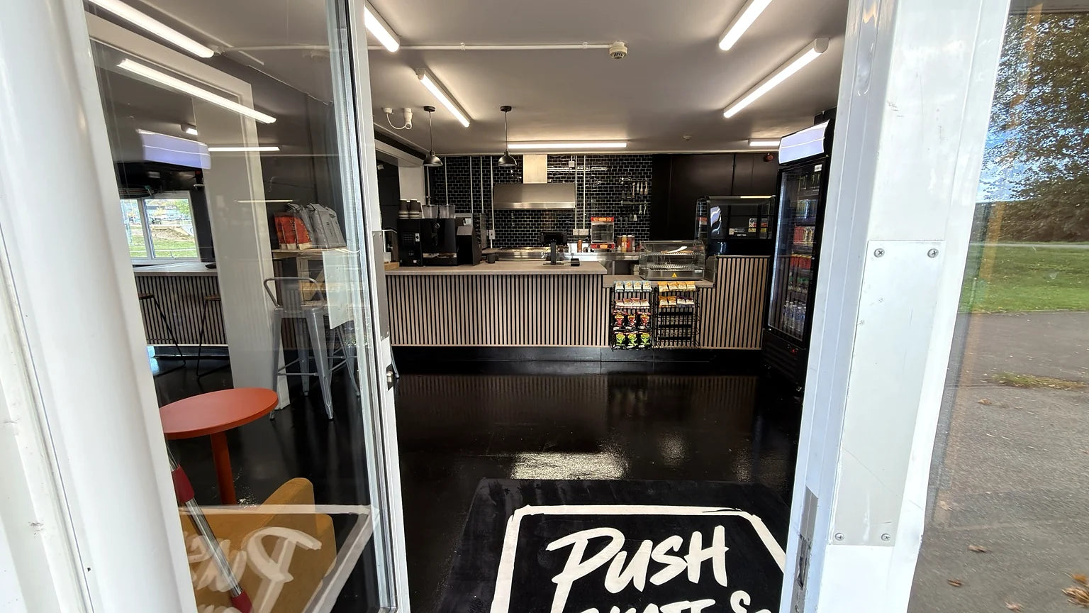 The Push Skate & Social café, with its timber counter and welcome area