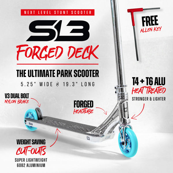 CORE SL3 Complete Stunt Scooter - Chrome/Teal